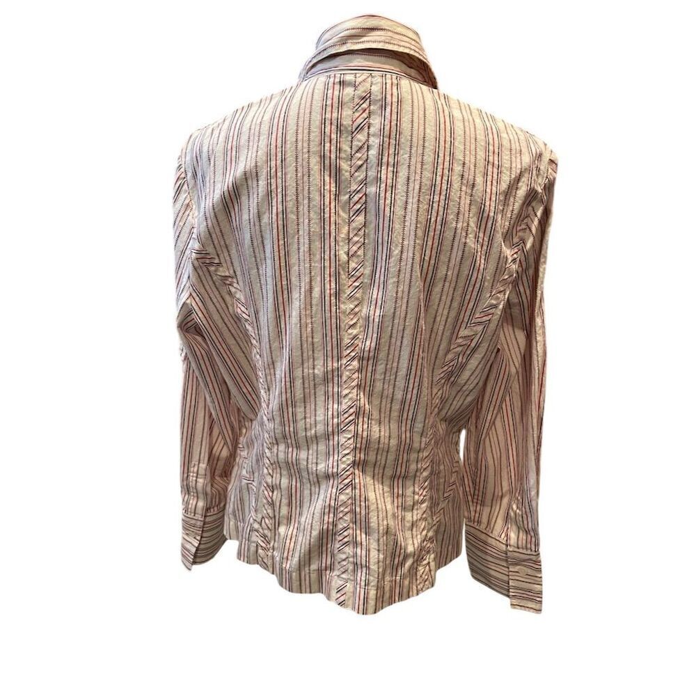 *3/$15 Bandolino Women's Striped Zippered Blouse Multicolor Size L Casual - Picture 7 of 11